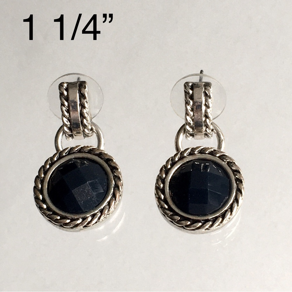 Door Knocker Earrings Silver Tone & Dark Blue